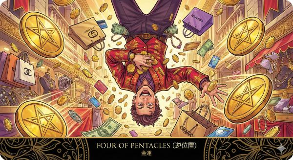 金運：【ペンタクルの4 (Four of Pentacles)】（逆位置）