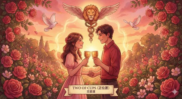 恋愛運：【カップの2 (Two of Cups)】（正位置）