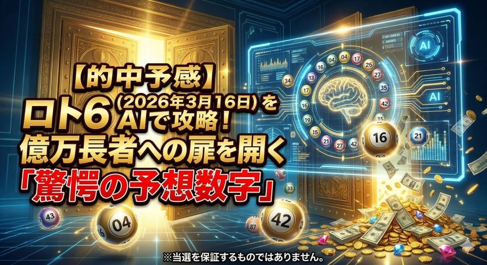 【的中予感】ロト6（2026年3月16日）をAIで攻略！億万長者への扉を開く「驚愕の予想数字」