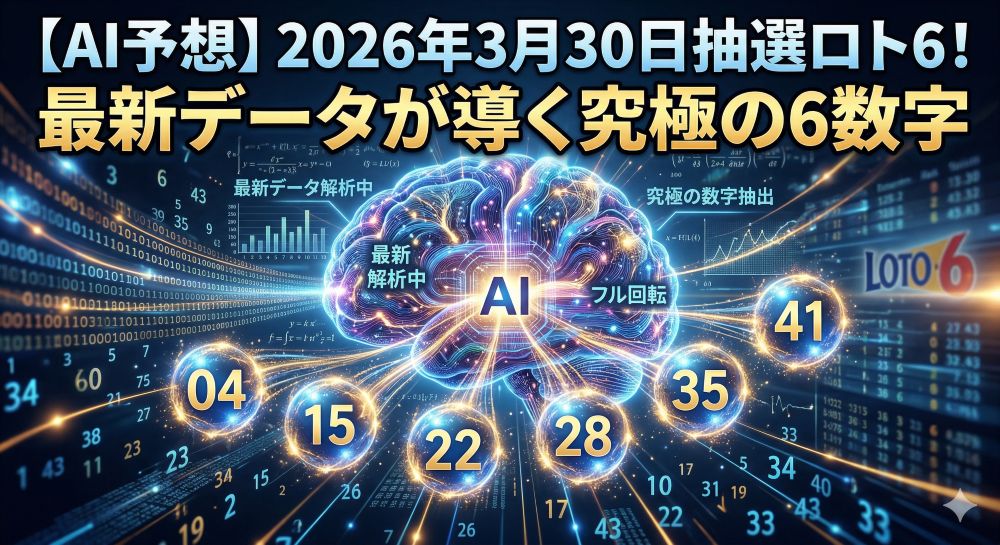 【AI予想】2026年3月30日抽選ロト6！最新データが導く究極の6数字
